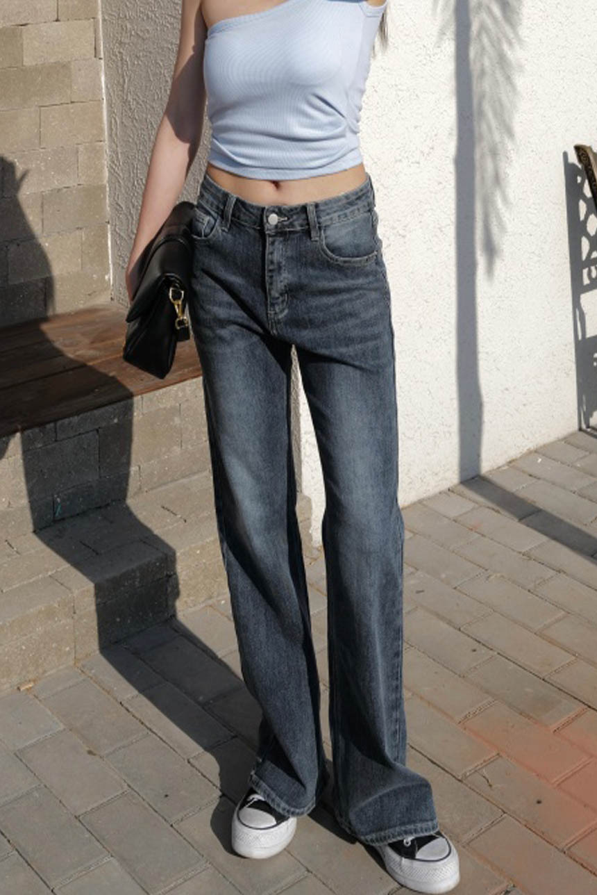 高彈力直筒微喇叭牛仔褲*2色