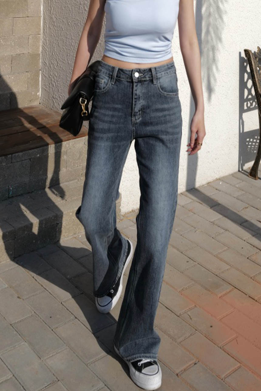 高彈力直筒微喇叭牛仔褲*2色