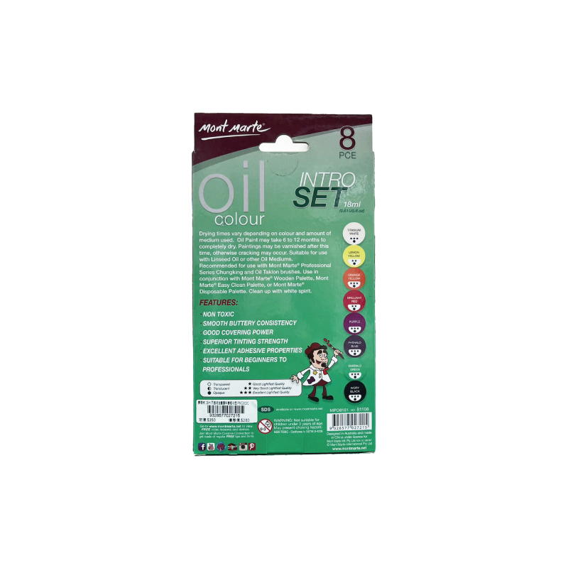 澳洲 MontMarte 蒙瑪特 蒙馬特 不透明油畫顏料套組 8色 18ml
