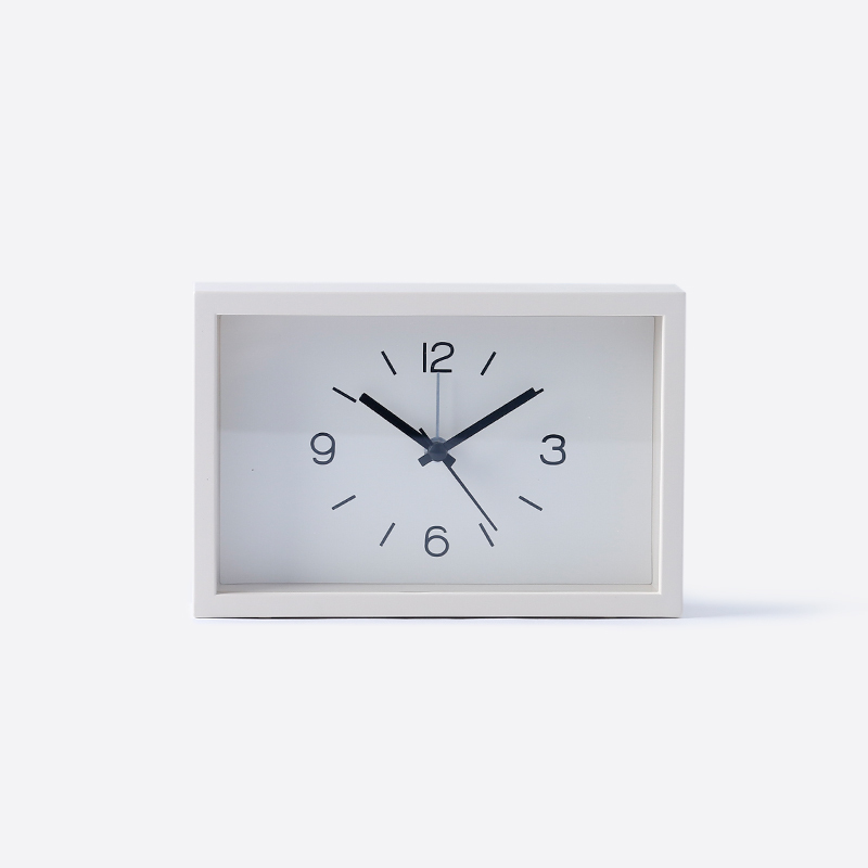 SP 電池式靜音鬧鐘/白 方形