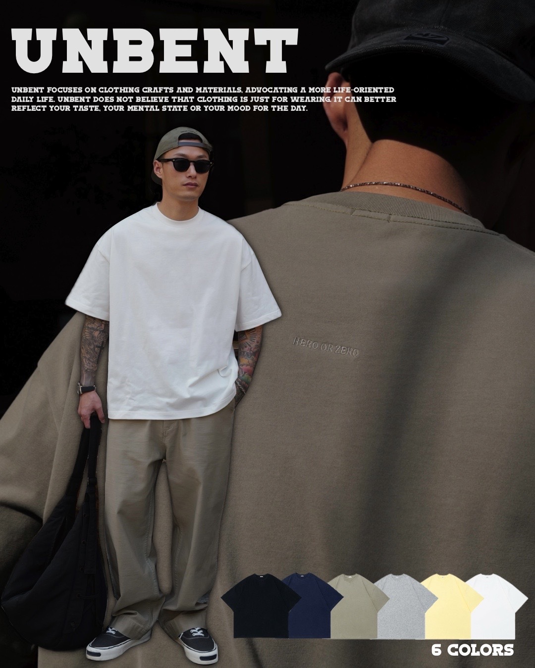 #預購 UNBENT 25SS 基本款 純色 純棉 刺繡 落肩短踢 六色