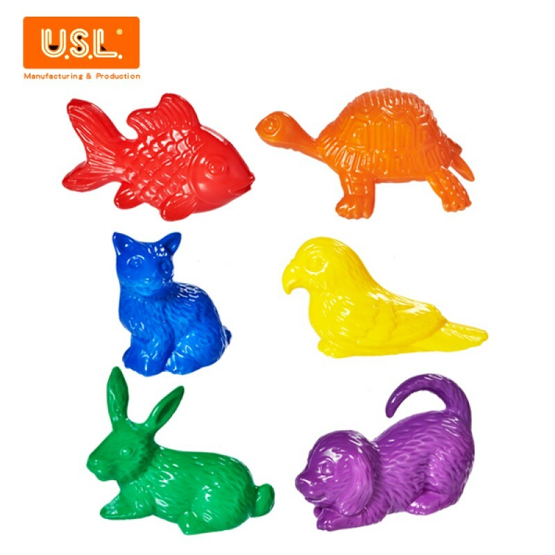 《台灣製USL遊思樂》教具 大寵物模型(中空,6形6色,48pcs)