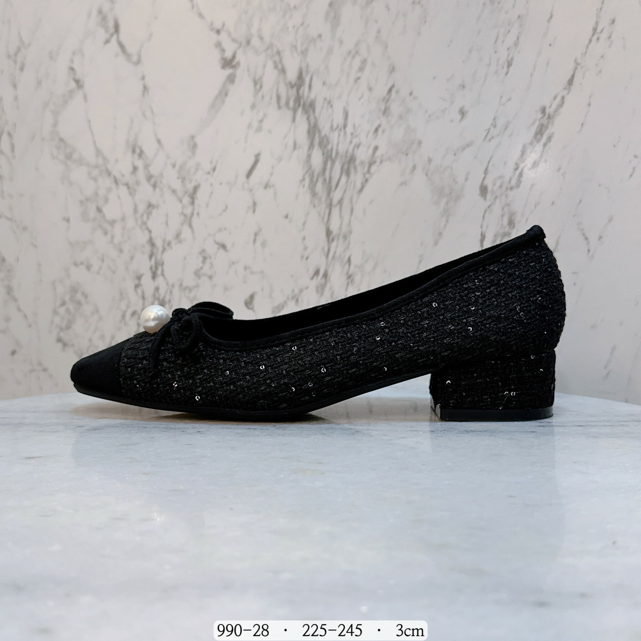 990-28韓國法式蝴蝶結毛呢單鞋