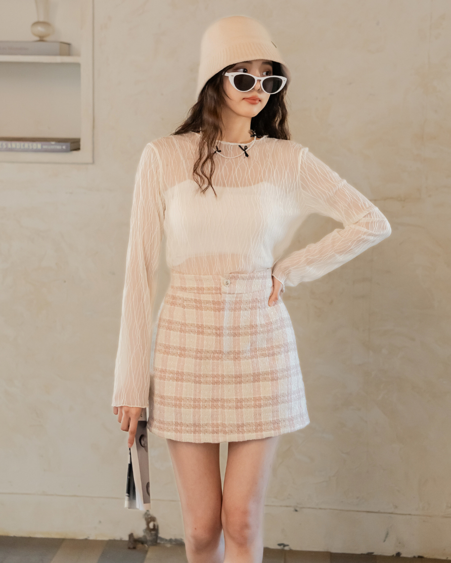 千金小香風格紋短裙