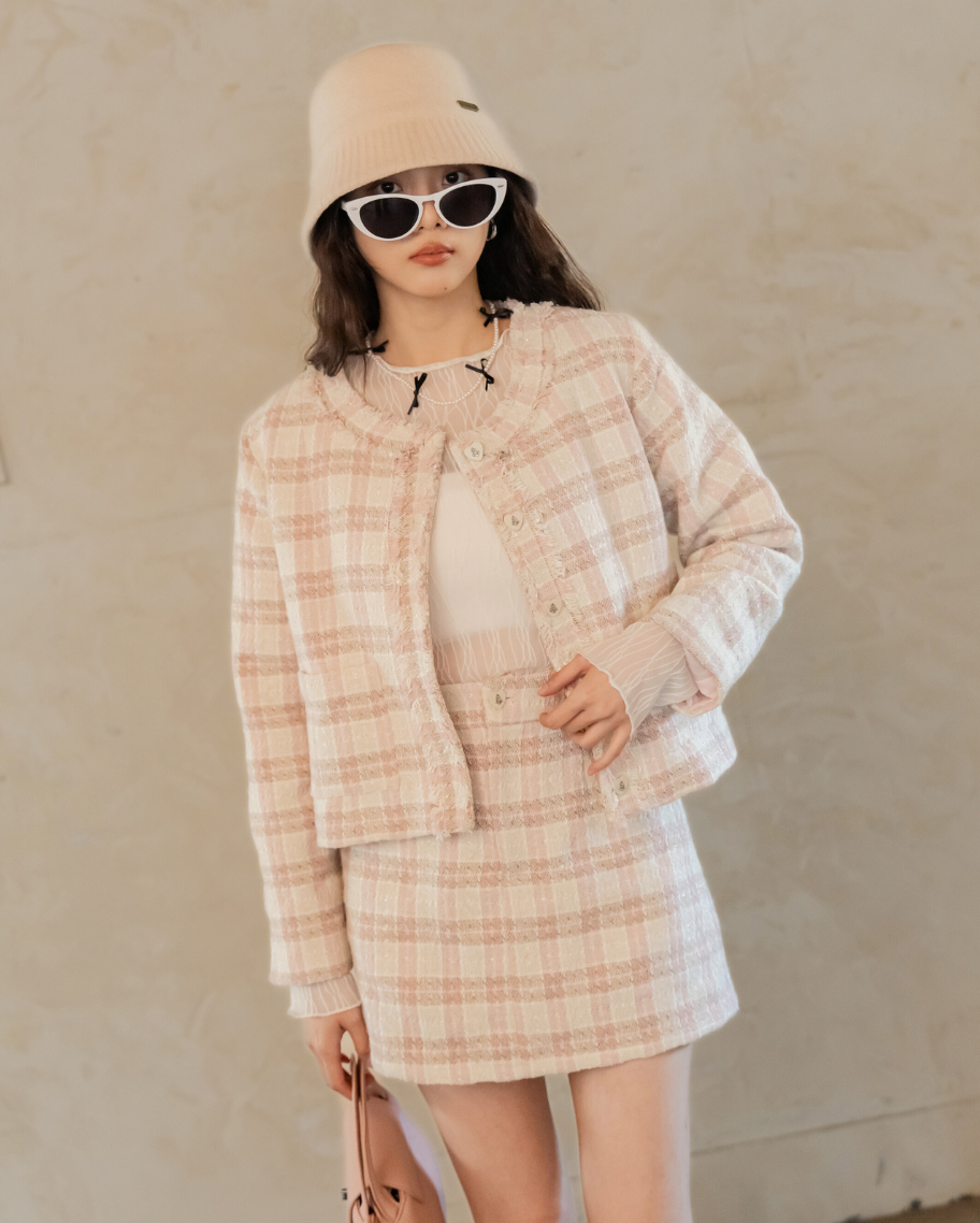 千金小香風格紋短裙