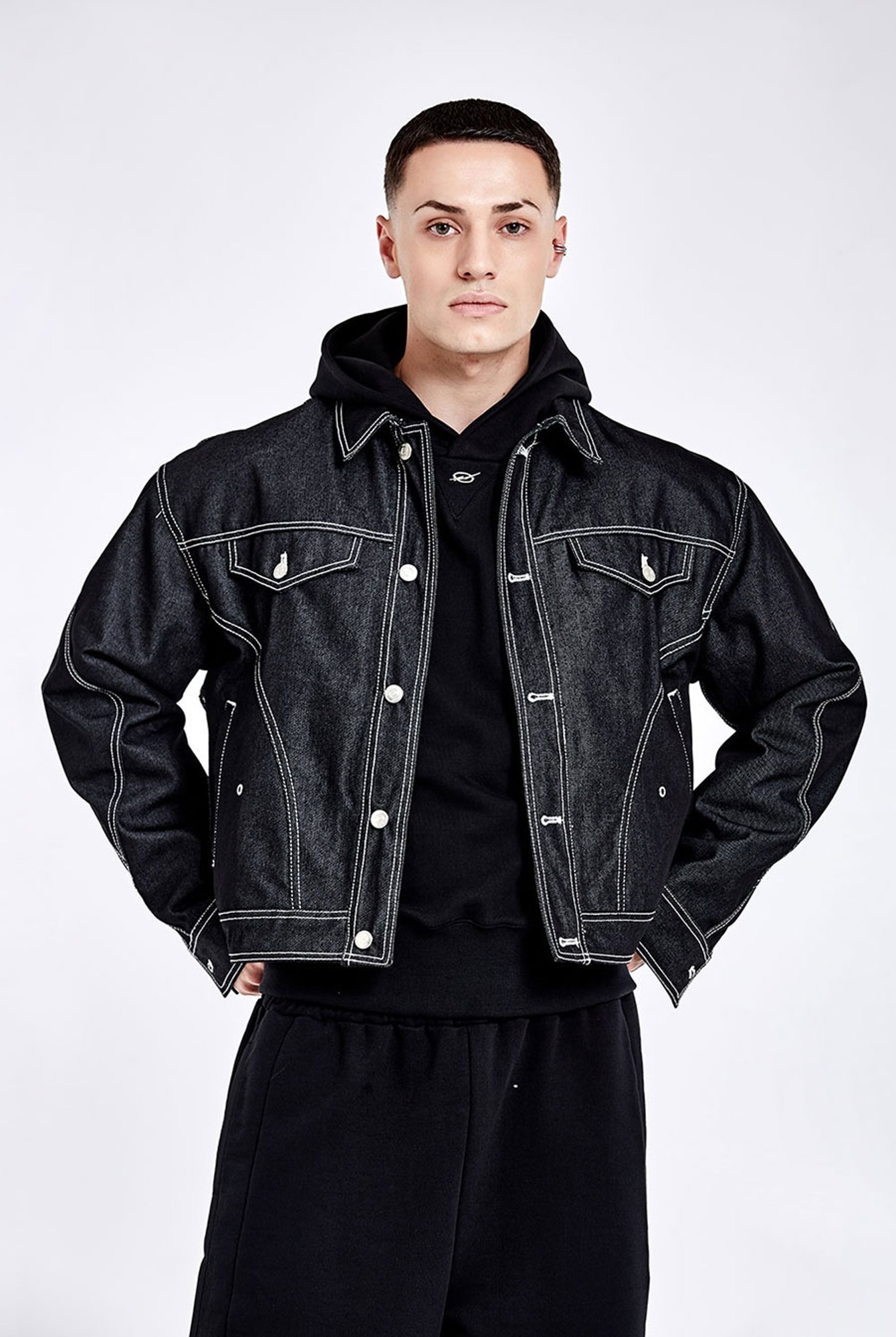 Tunnel Lining denim Jacket - Black