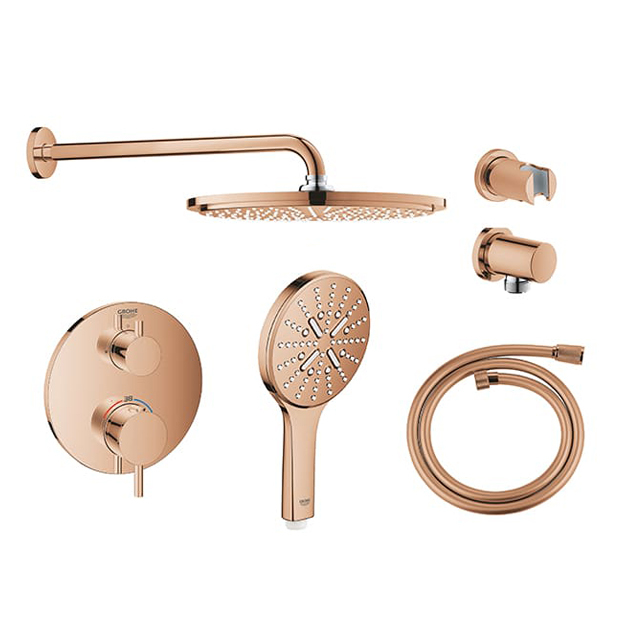 GROHE｜Atrio定溫埋壁花灑組｜玫瑰金 26066