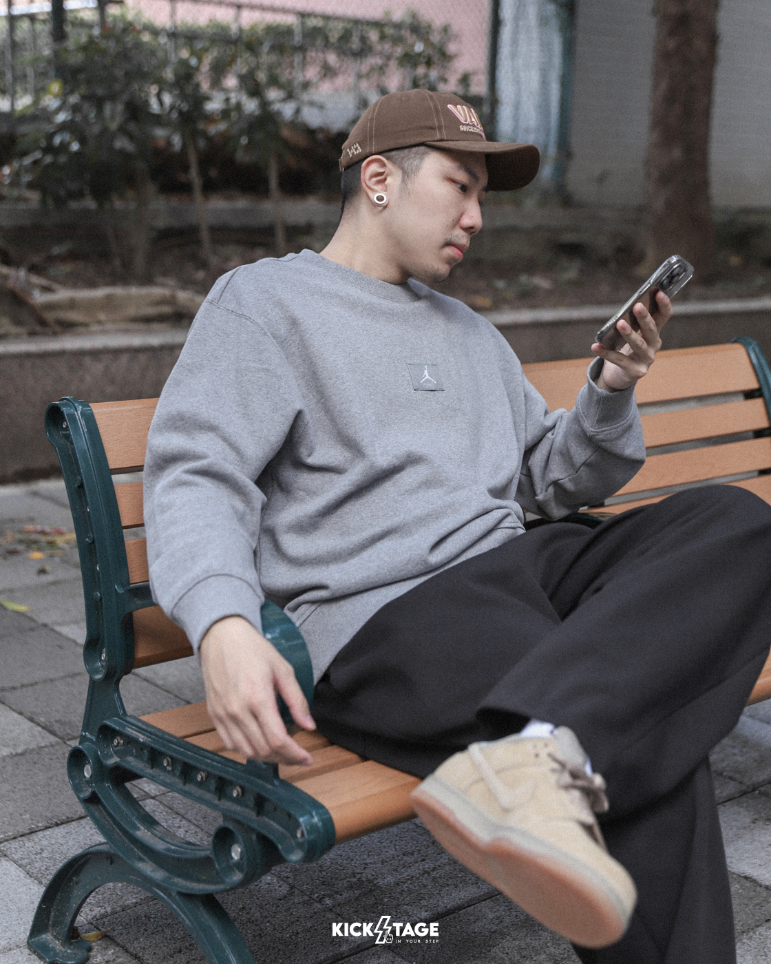 男款 NIKE AIR JORDAN FLIGHT FLEECE CREW 灰色 米白 藤原浩同款 AJ小標 刷毛 大學T【FV7260】