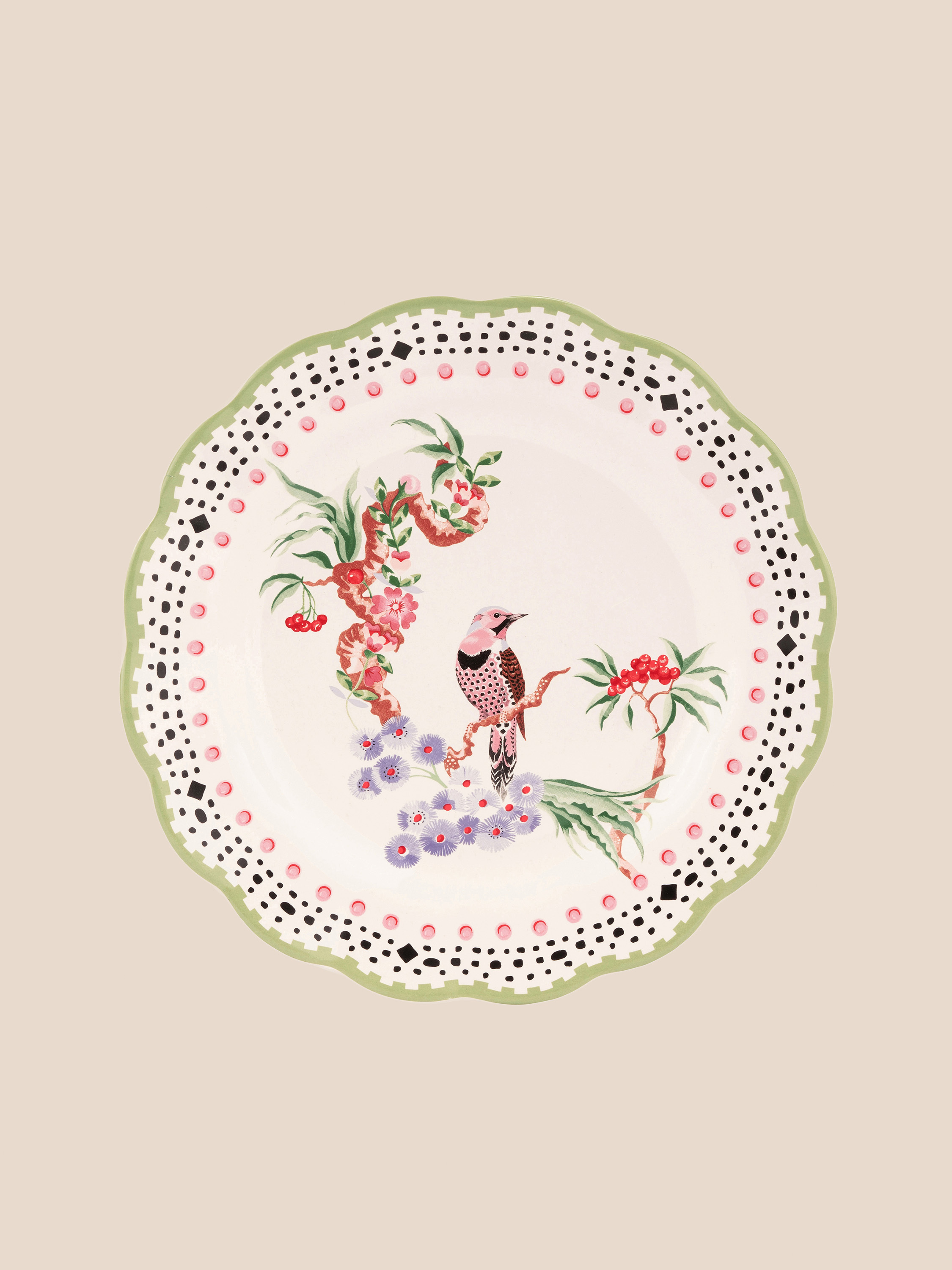 Bird and Berries 波浪邊陶瓷圓盤(單入)