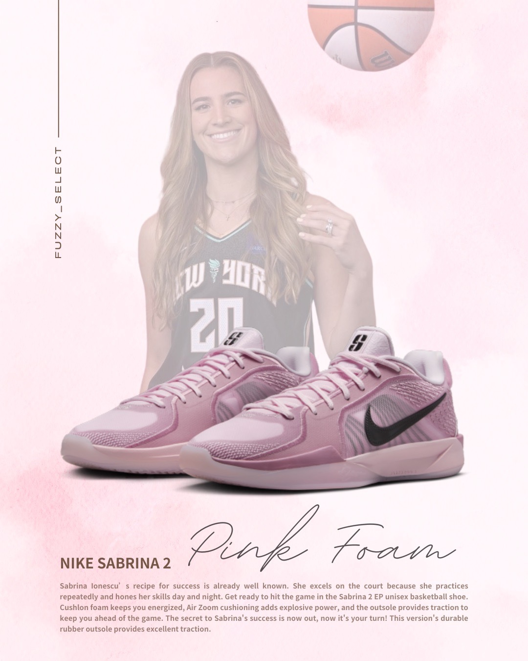 【逢甲FUZZY】 NIKE W Sabrina 2 EP 粉黑 FZ1517-601