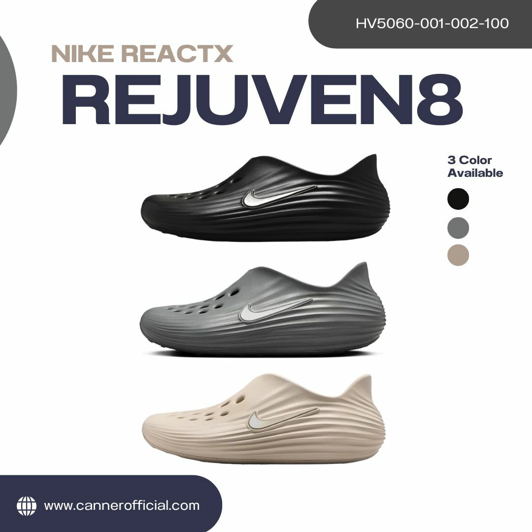 NIKE REACTX REJUVEN8 防水 泡棉 運動拖鞋 男鞋 黑 灰 奶茶 懶人鞋 HV5060-100 -001