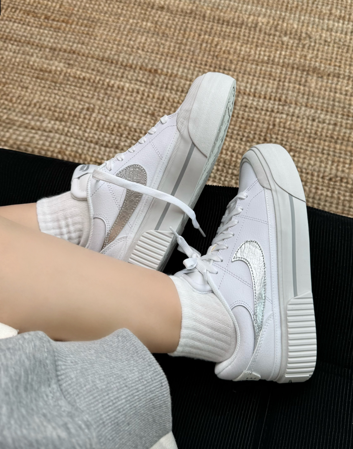 Nike Court Legacy Lift 銀白色 銀色 Y2K 厚底 鬆糕鞋 板鞋 HQ2307-100/預購