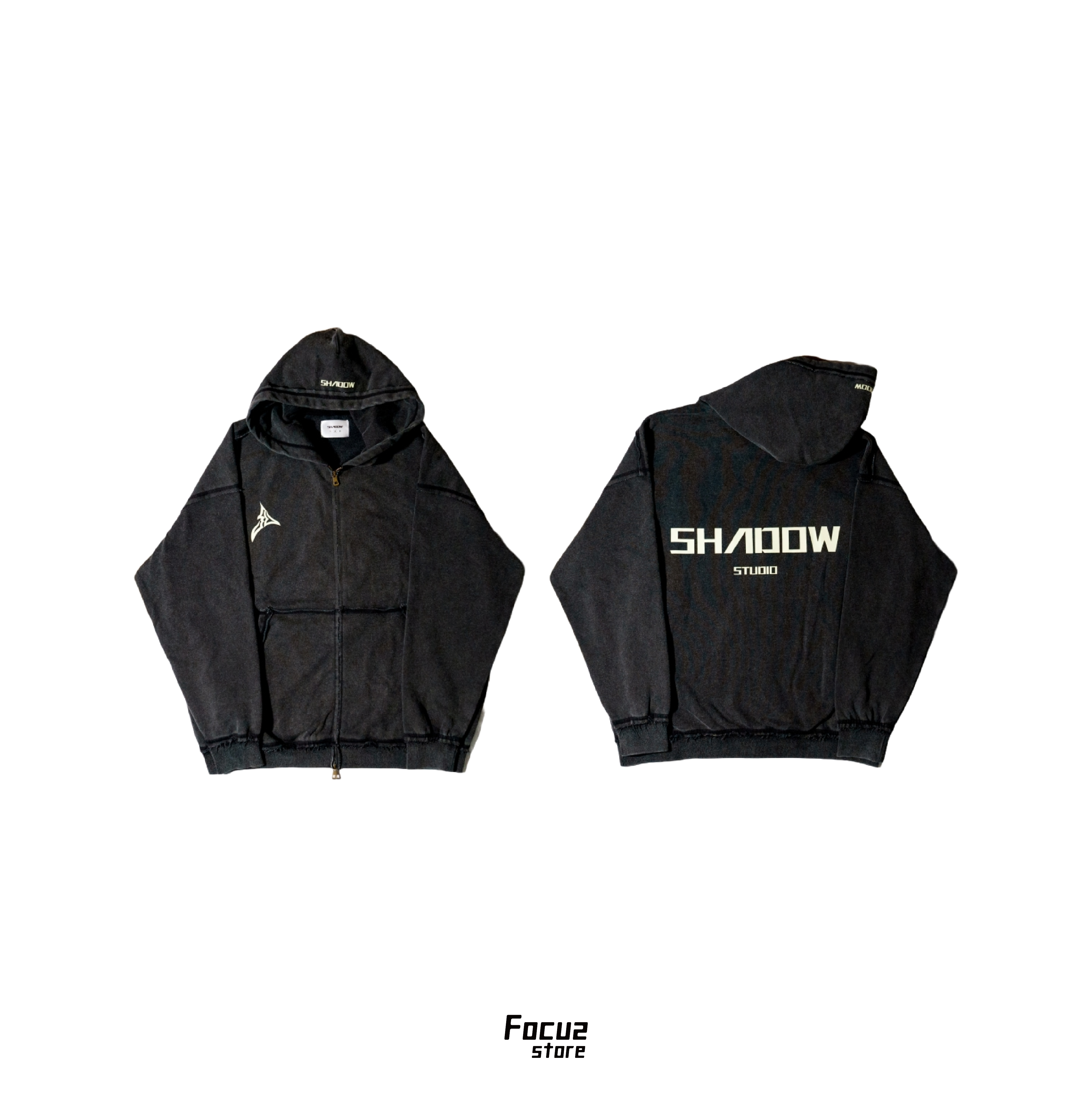 【Focus Store】現貨 SHADOW STUDIO WASHED LOGO ZIP-UP HOODIE 水洗 Logo 連帽外套