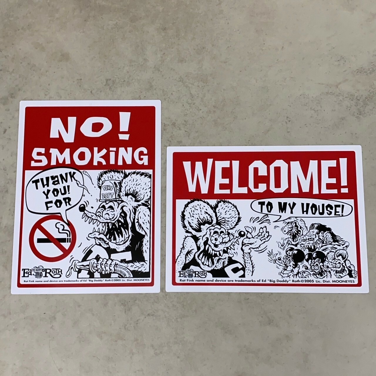 RAT FINK 歡迎光臨訊息告示牌/ 禁止吸菸訊息告示牌