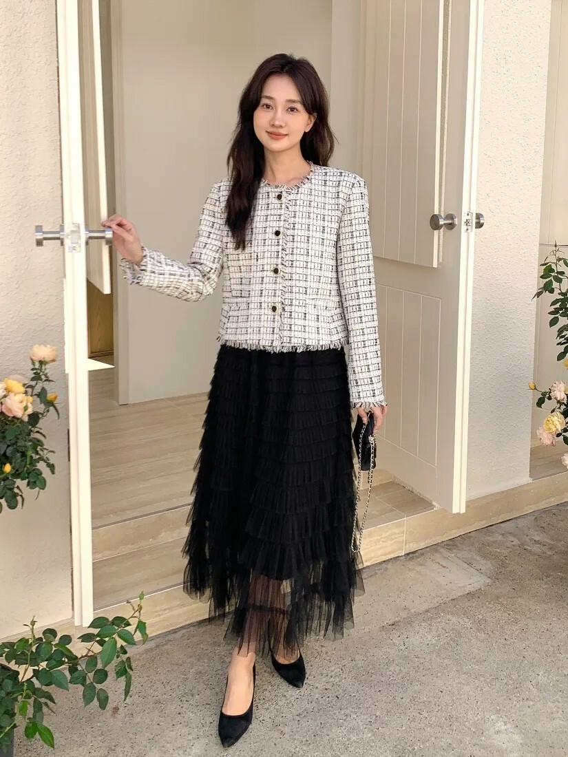 小仙女鬆緊腰層次蛋糕裙紗裙-F / 2色 (Elegant & Love)