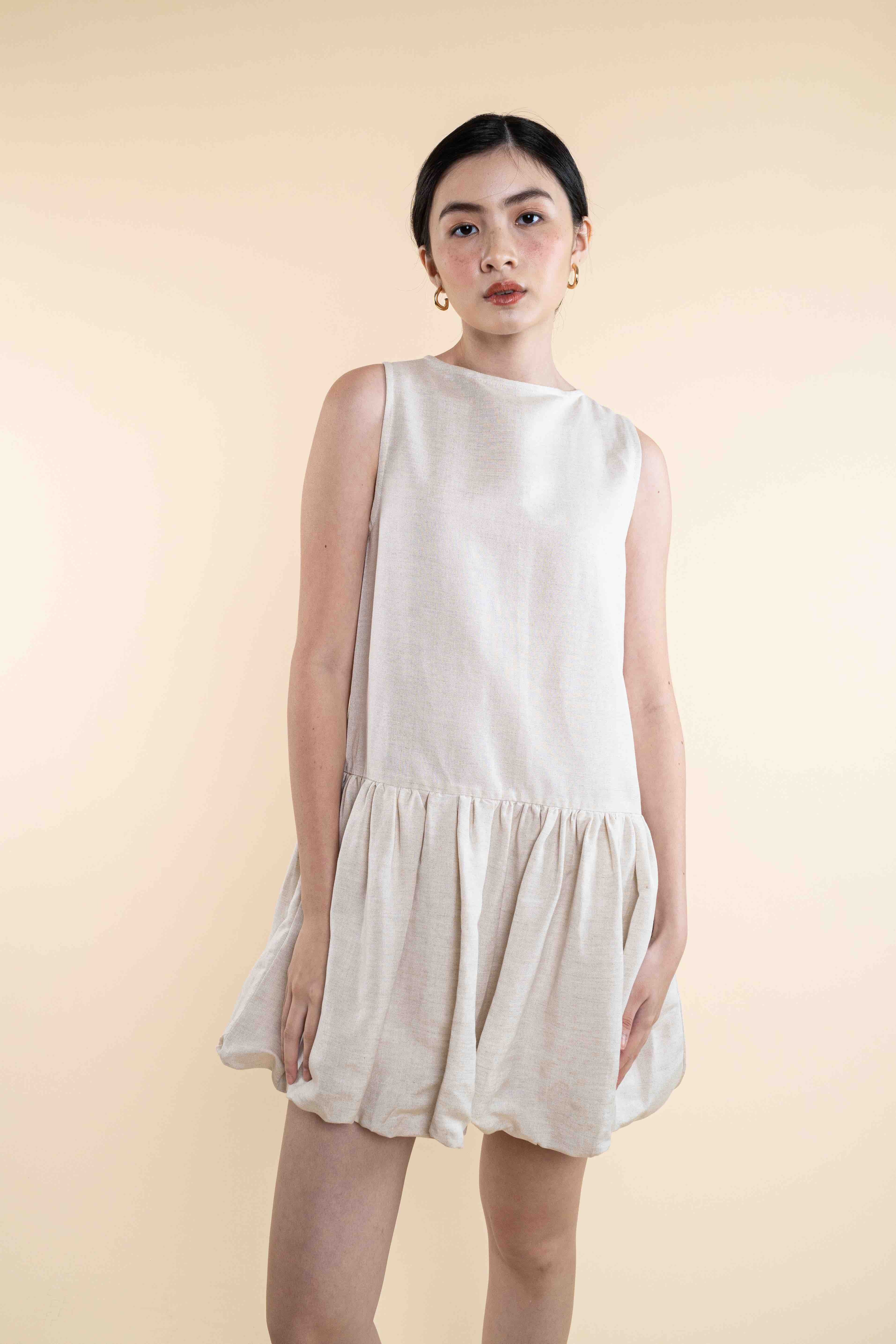 Louise Pure Linen Dress - Nude