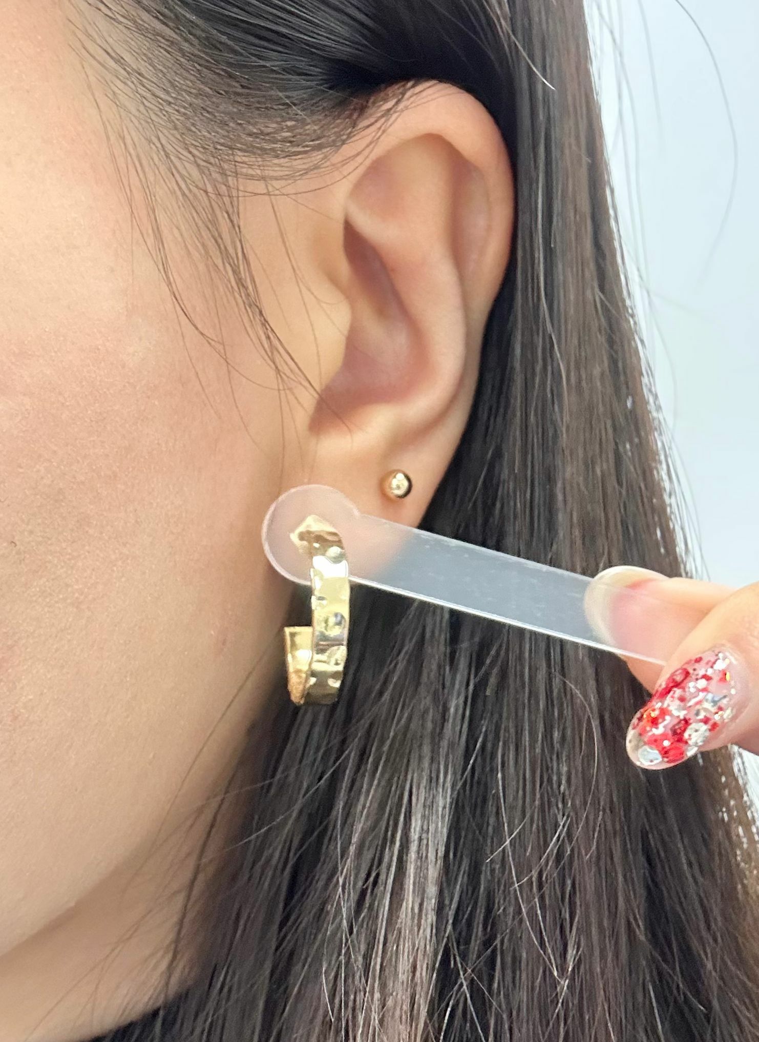 純銀凹凸紋耳環