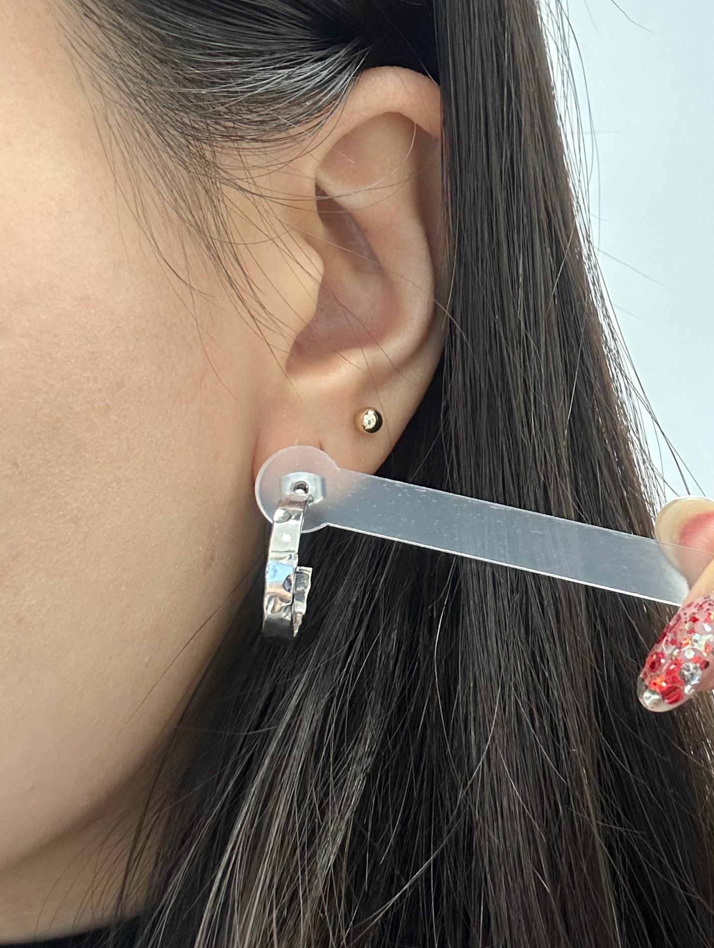 純銀凹凸紋耳環