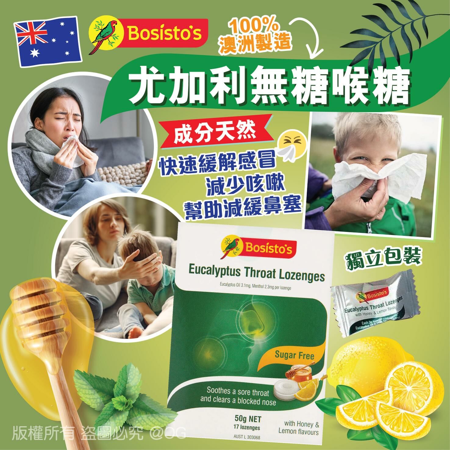 澳洲 Bosisto's 尤加利無糖喉糖