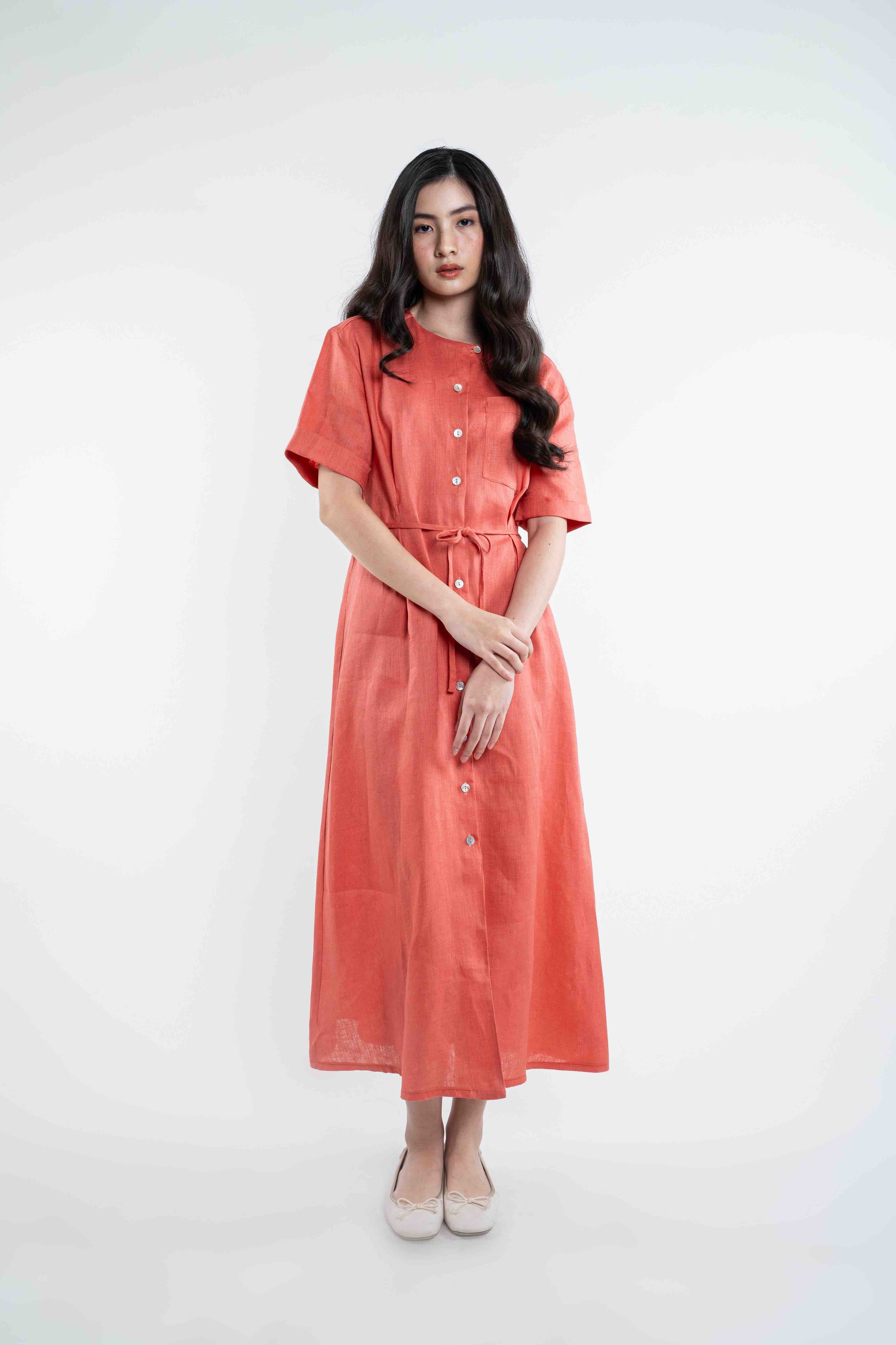 Tommie Pure Linen Dress - Terracotta (Special Release)