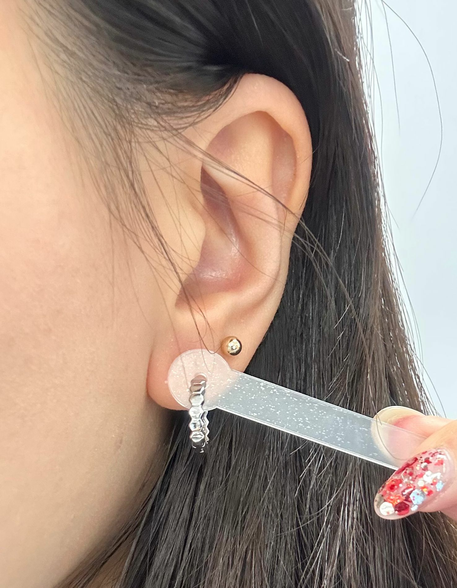 純銀蜂巢菱格耳環