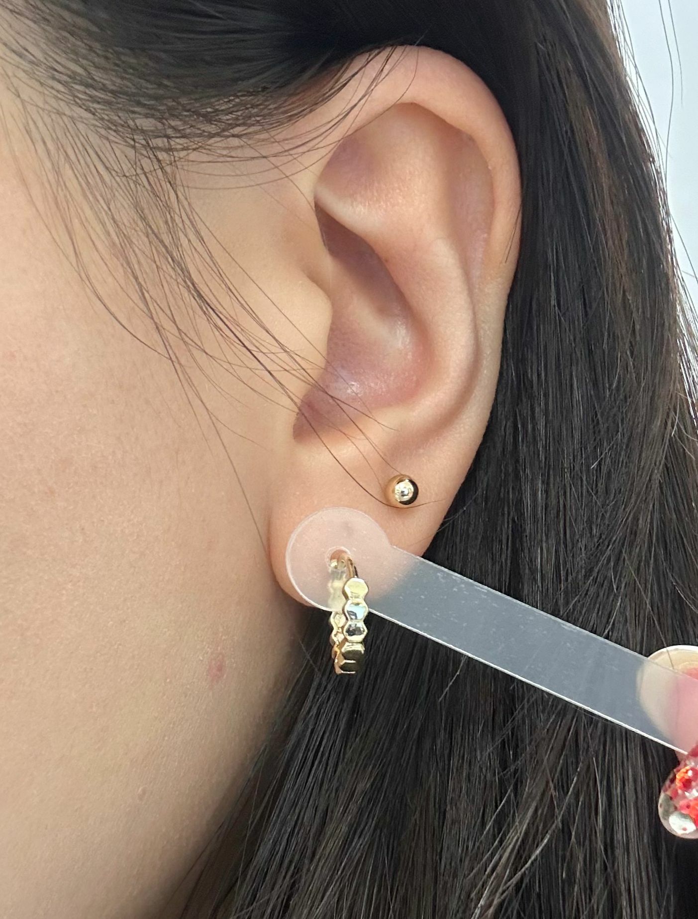 純銀蜂巢菱格耳環