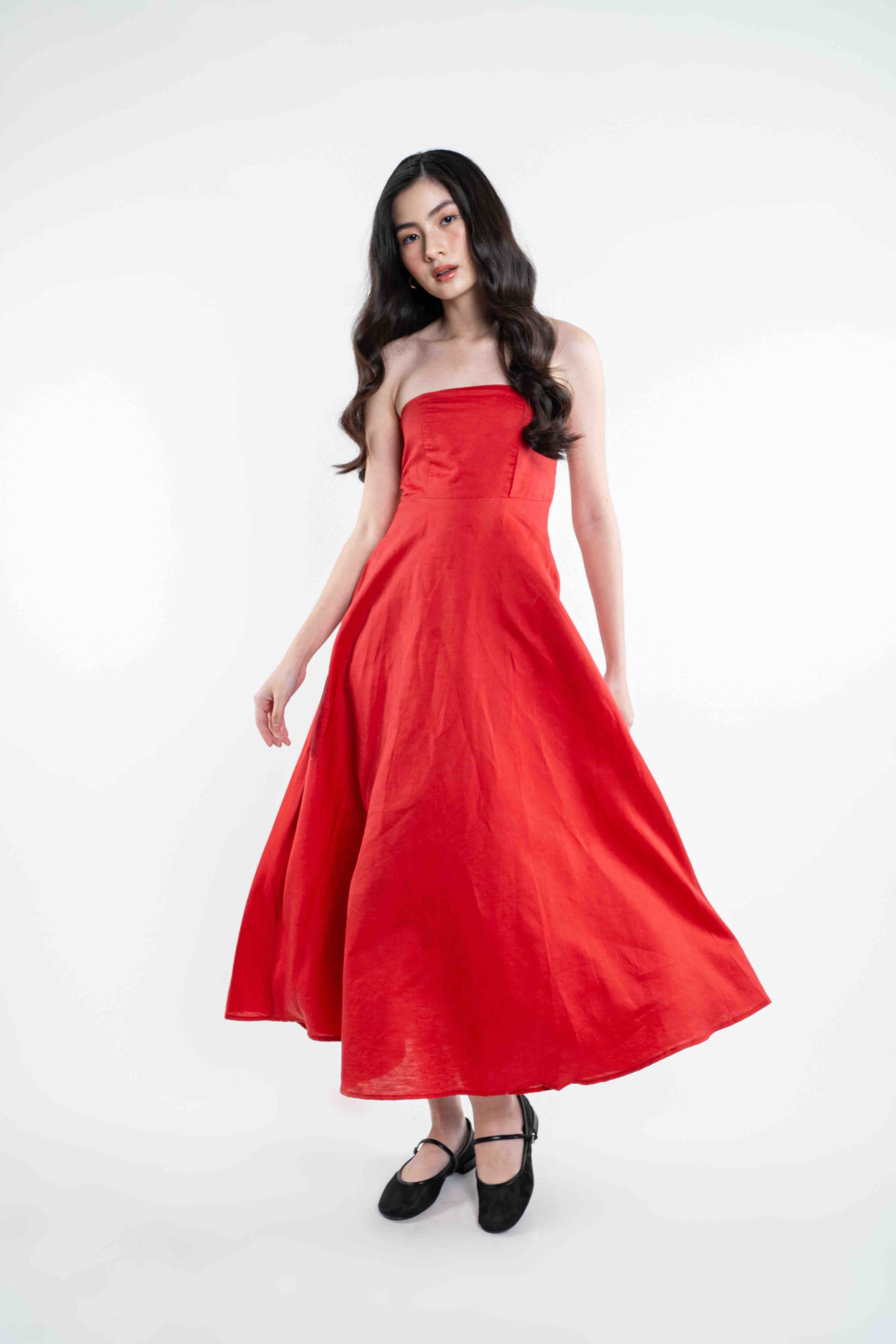 Margaret Linen Dress - Red (Special Release)