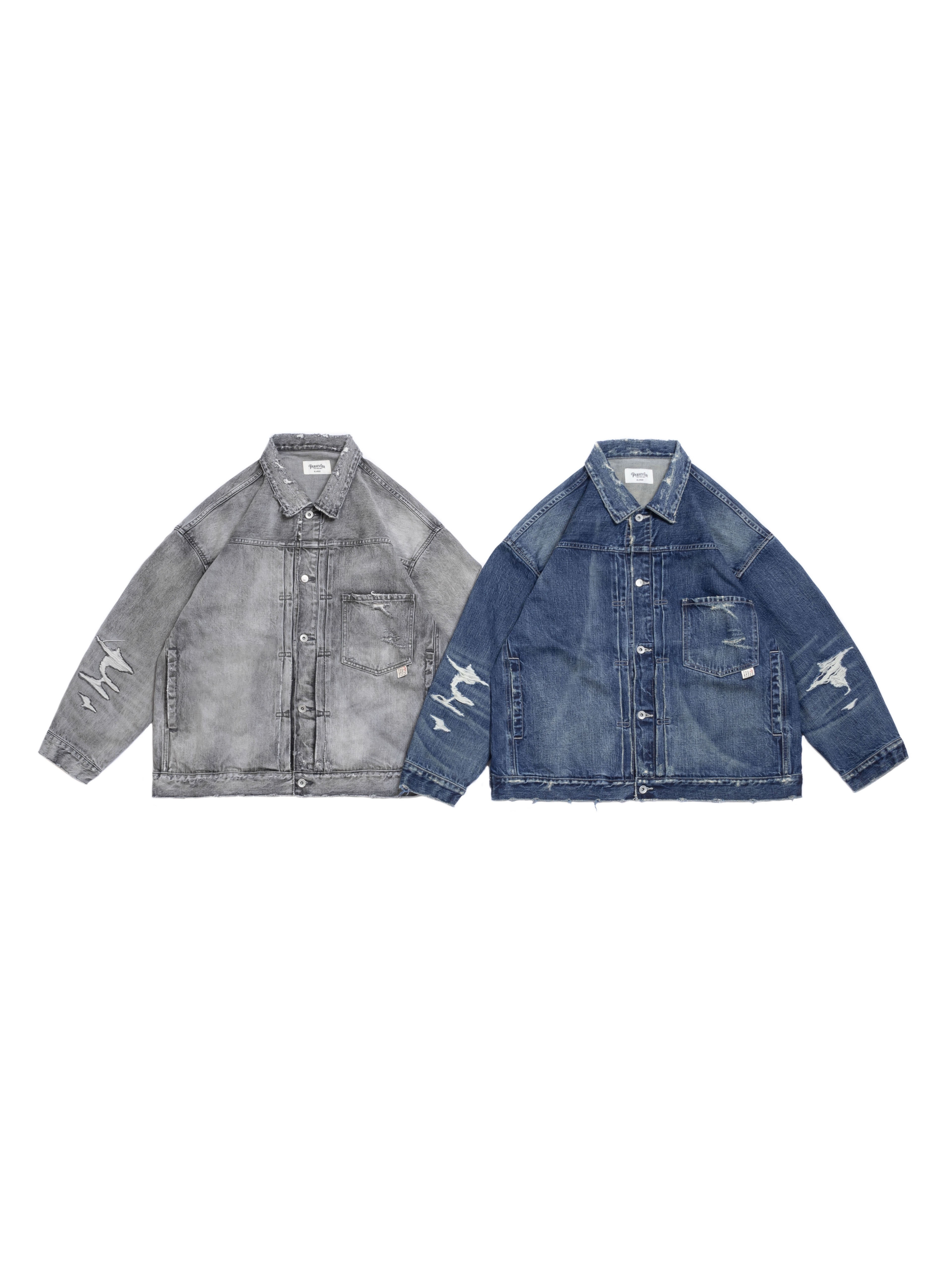 PERSEVERE DESTROYED EFFECT SELVEDGE DENIM JACKET 頂級手工破壞赤耳牛仔外套