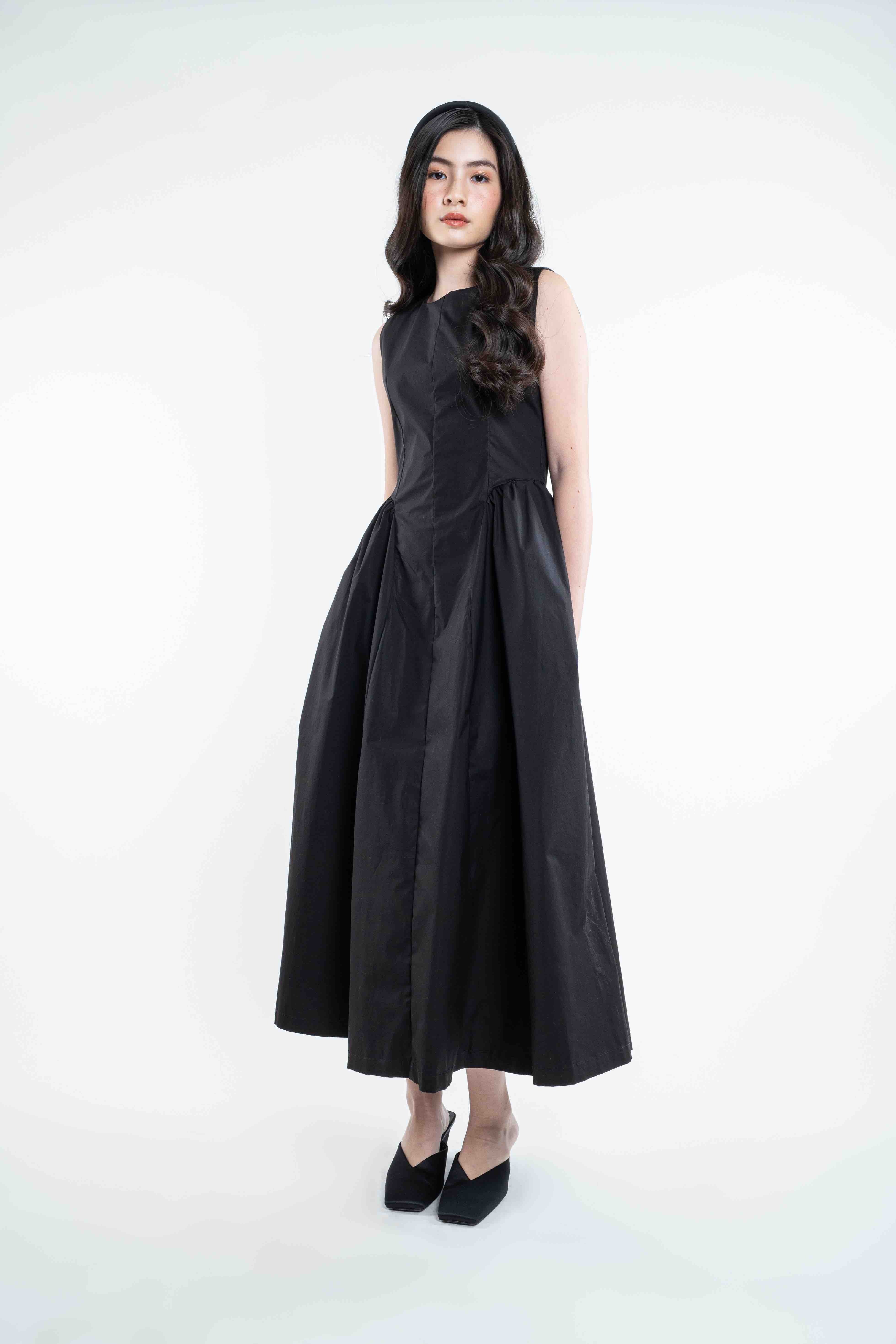 Lucine Poplin Dress - Black