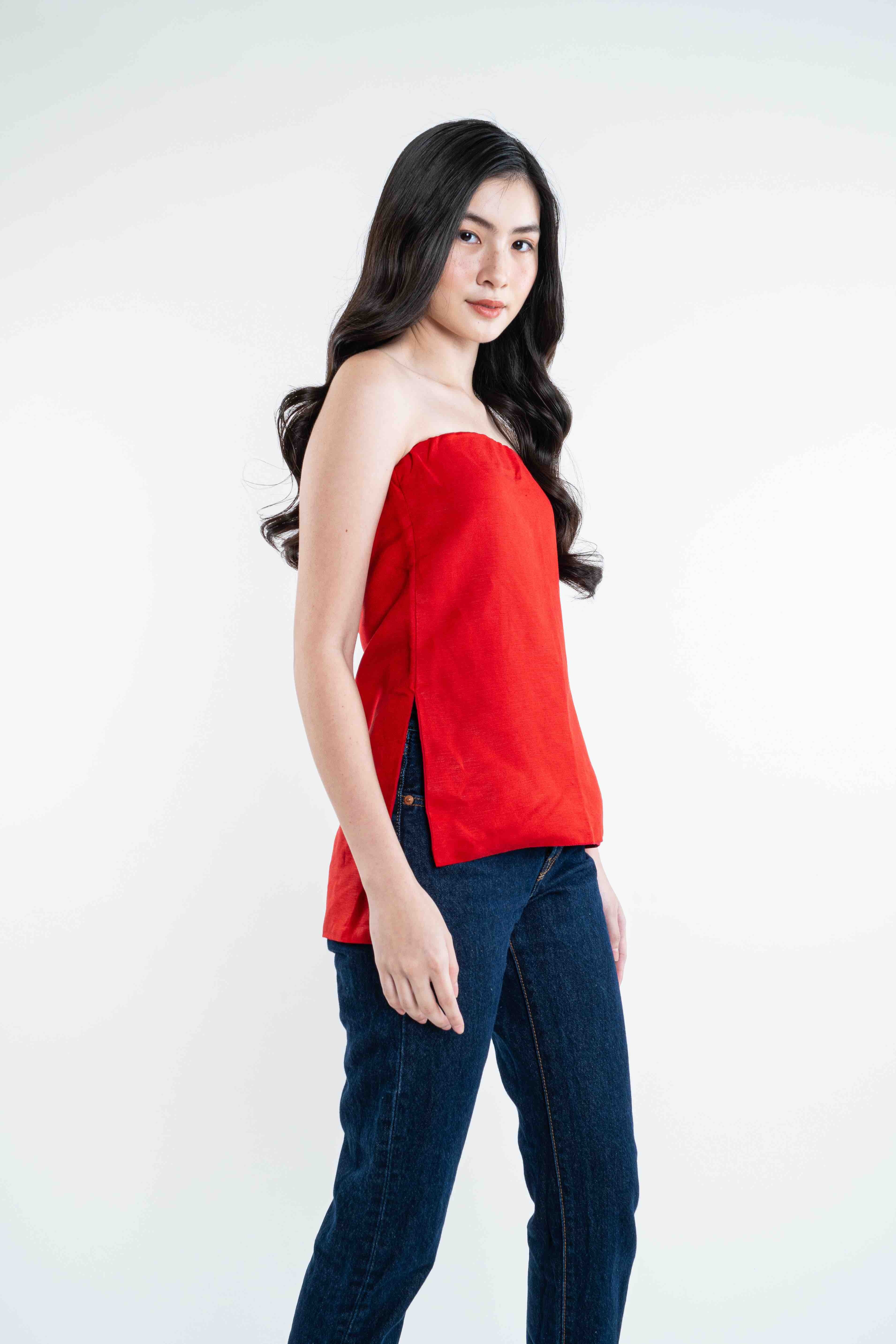 Palmer Linen Top - Red