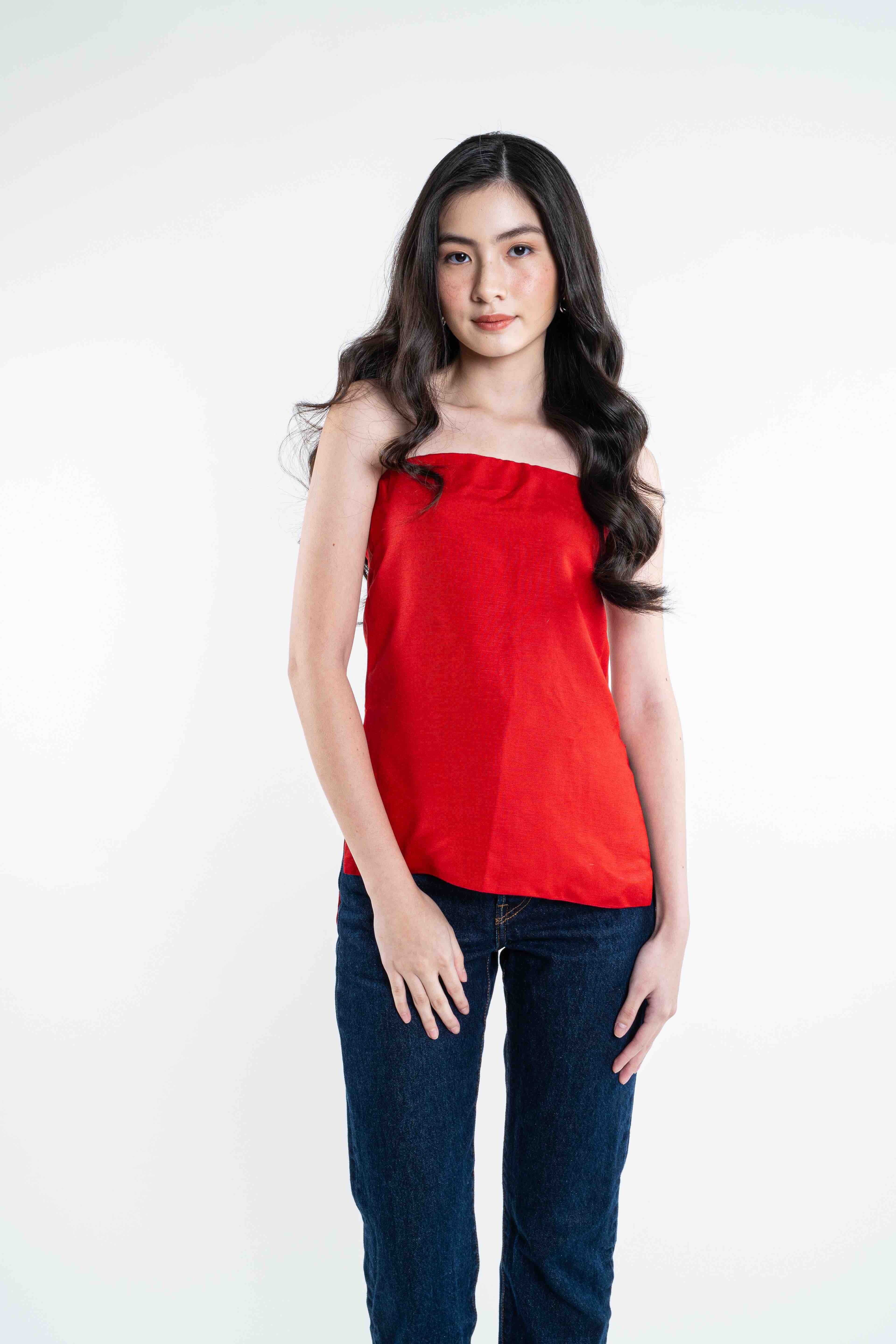 Palmer Linen Top - Red