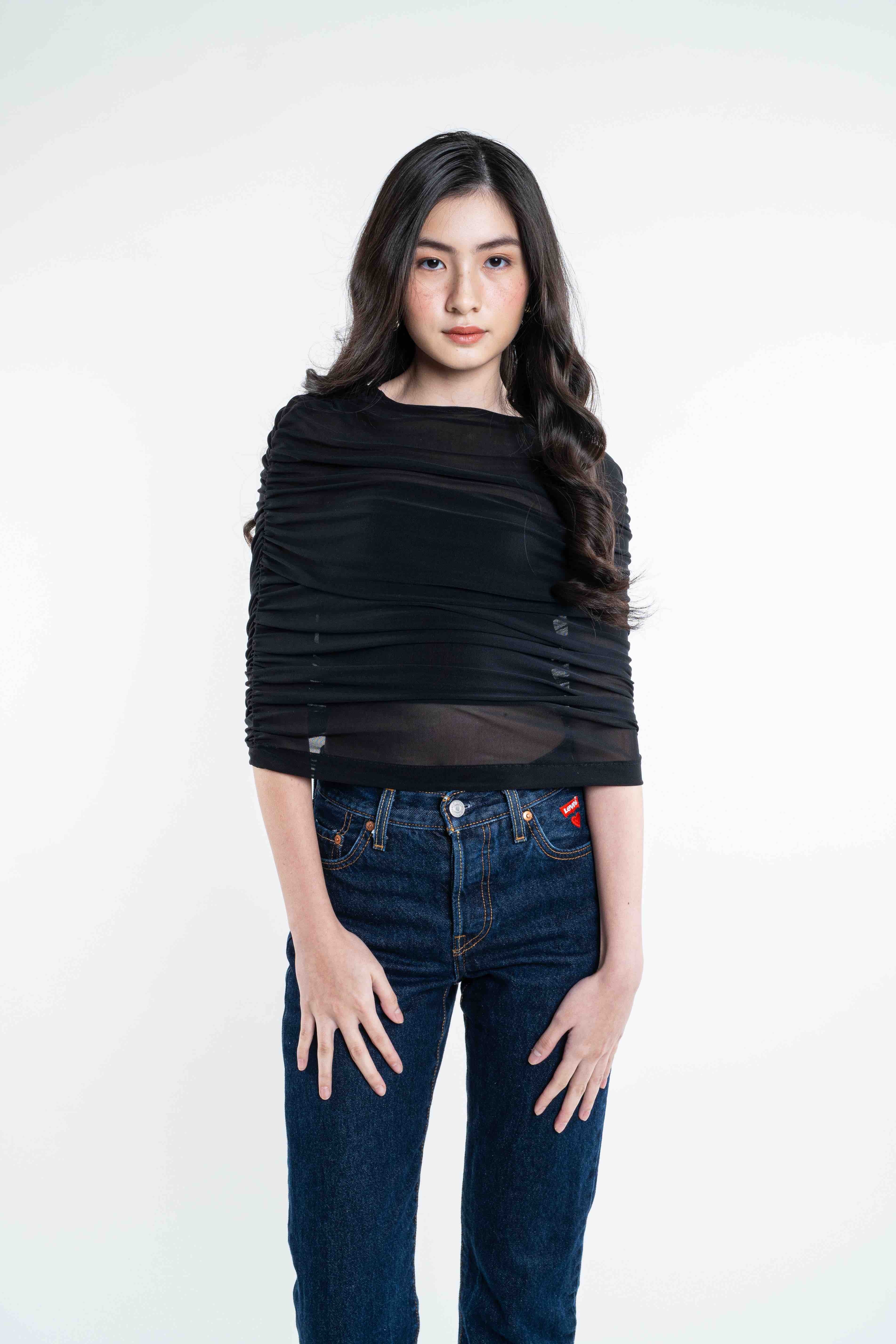 Lyra Mesh Cape - Black