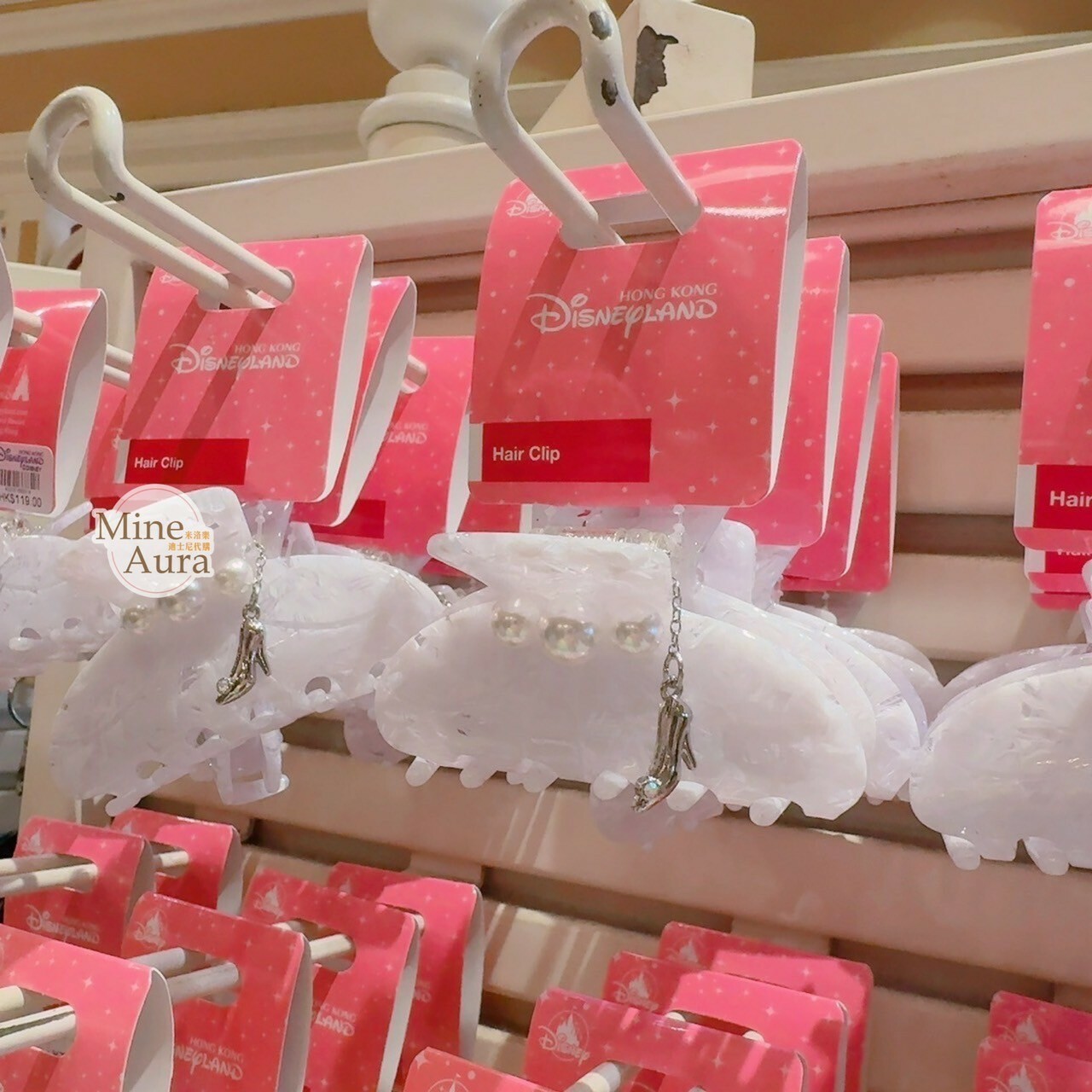 仙杜瑞拉 Cinderella 珍珠 公主高跟鞋 墜飾 造型 髮夾 髮抓 鯊魚夾 仙履奇緣 -香港迪士尼樂園