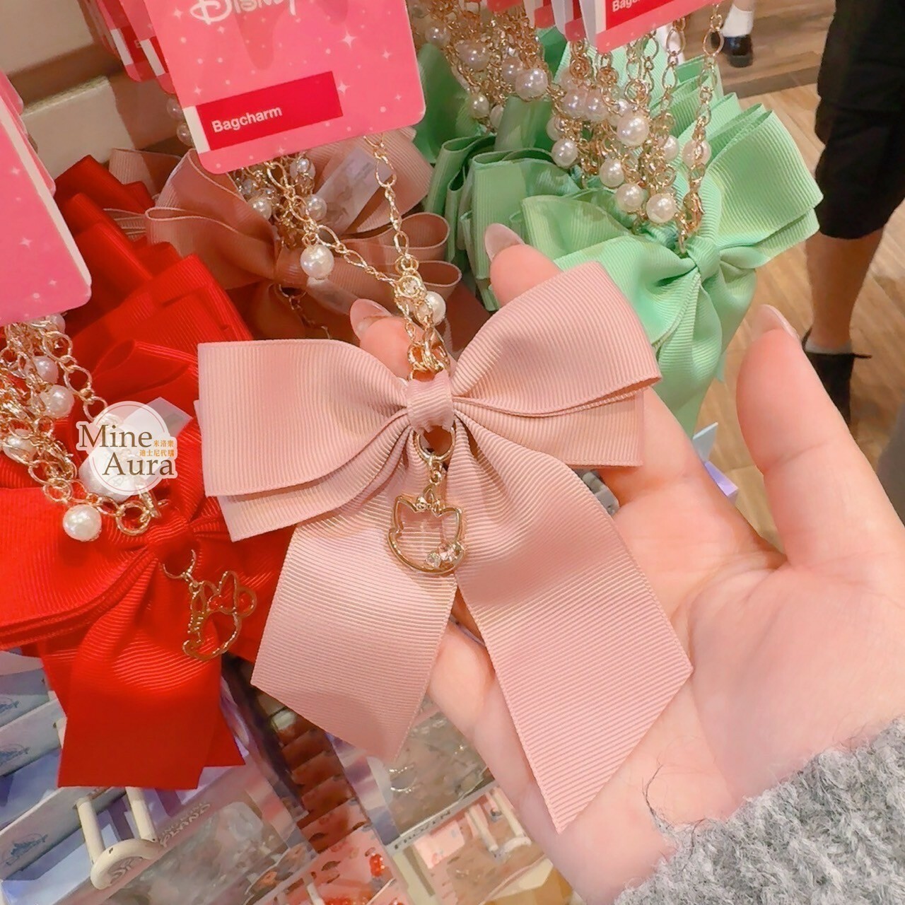 瑪莉貓 Marie 簍空大頭墜飾 粉色蝴蝶結 造型 鑰匙圈 吊飾 貓兒歷險記 The Aristocats -香港迪士尼樂園