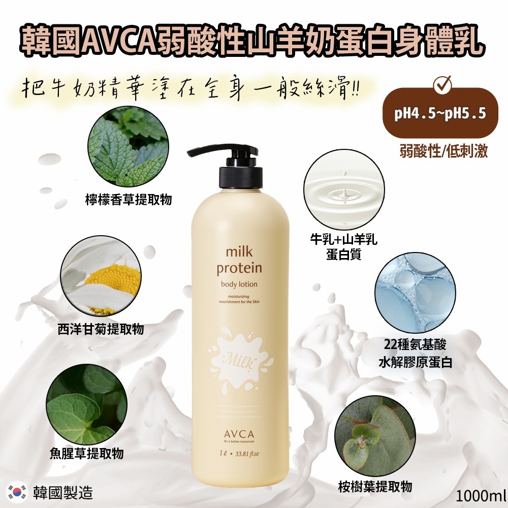韓國 AVCA 弱酸性山羊奶蛋白身體乳