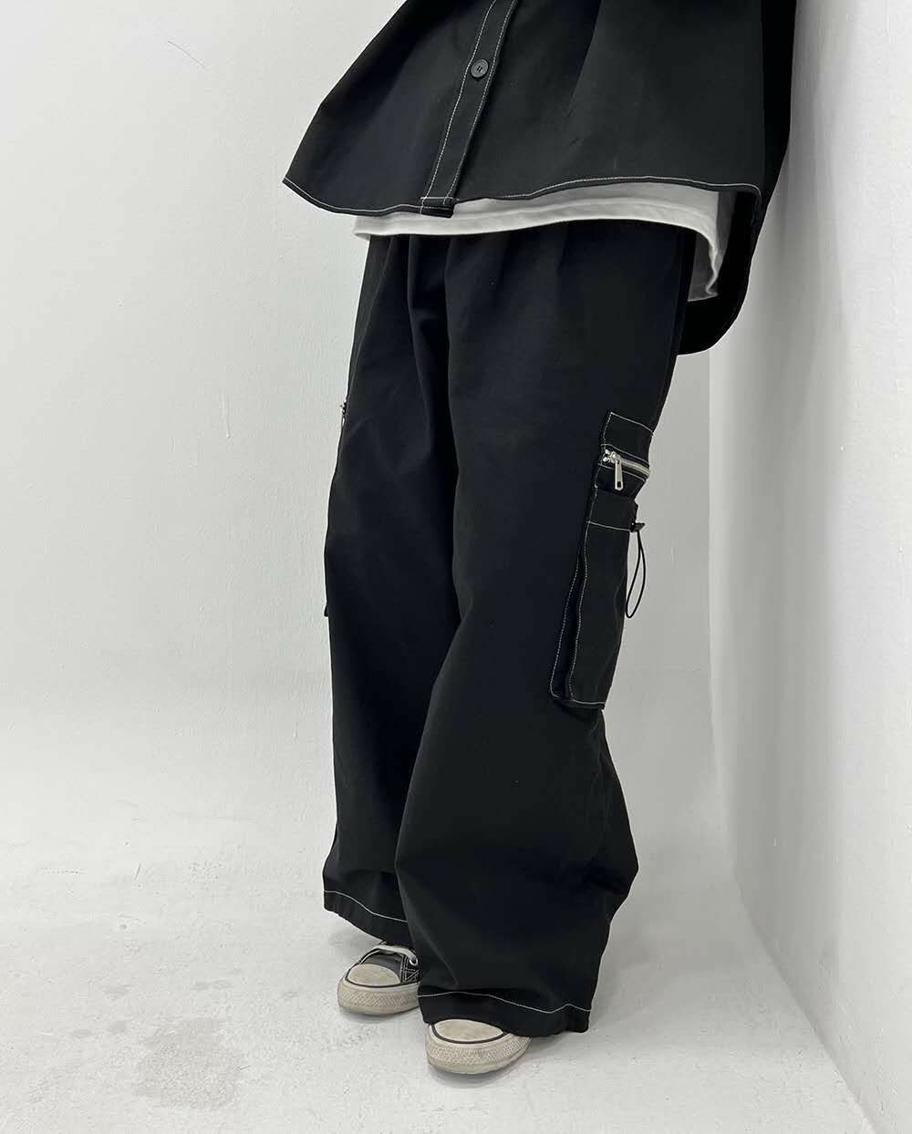 淨色工裝鬆身褲 P3040