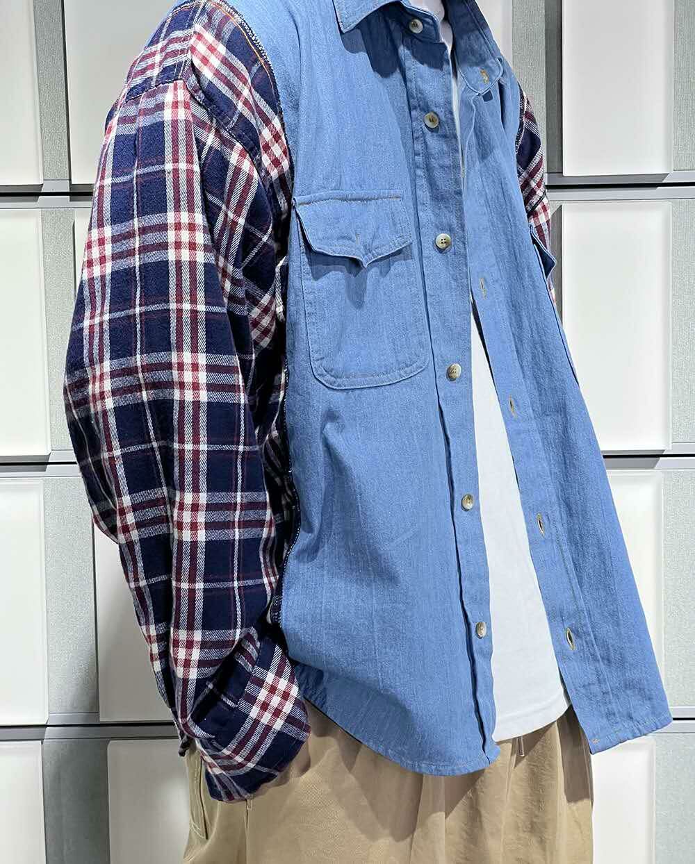 拼格仔長袖恤衫 S2304