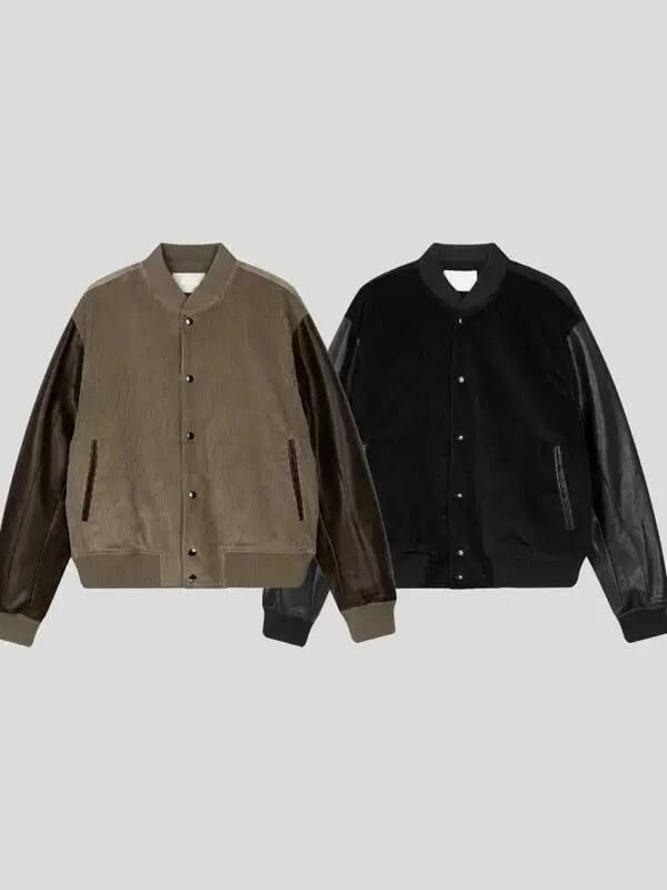 拼皮袖棒球褸(薄夾棉) JK2619