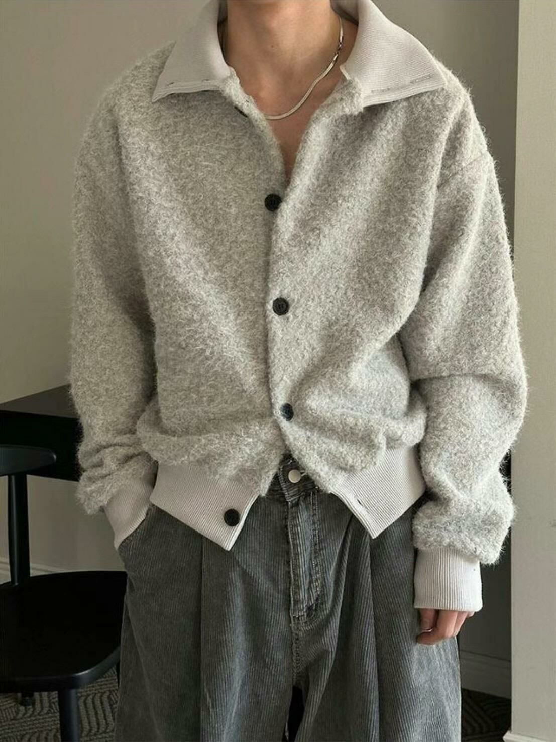 淨色開胸針織外套 JK2618