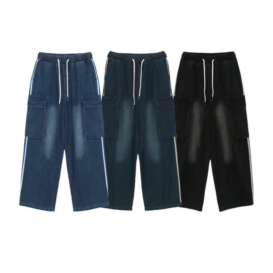 洗水三間工裝鬆身牛仔褲 P3048