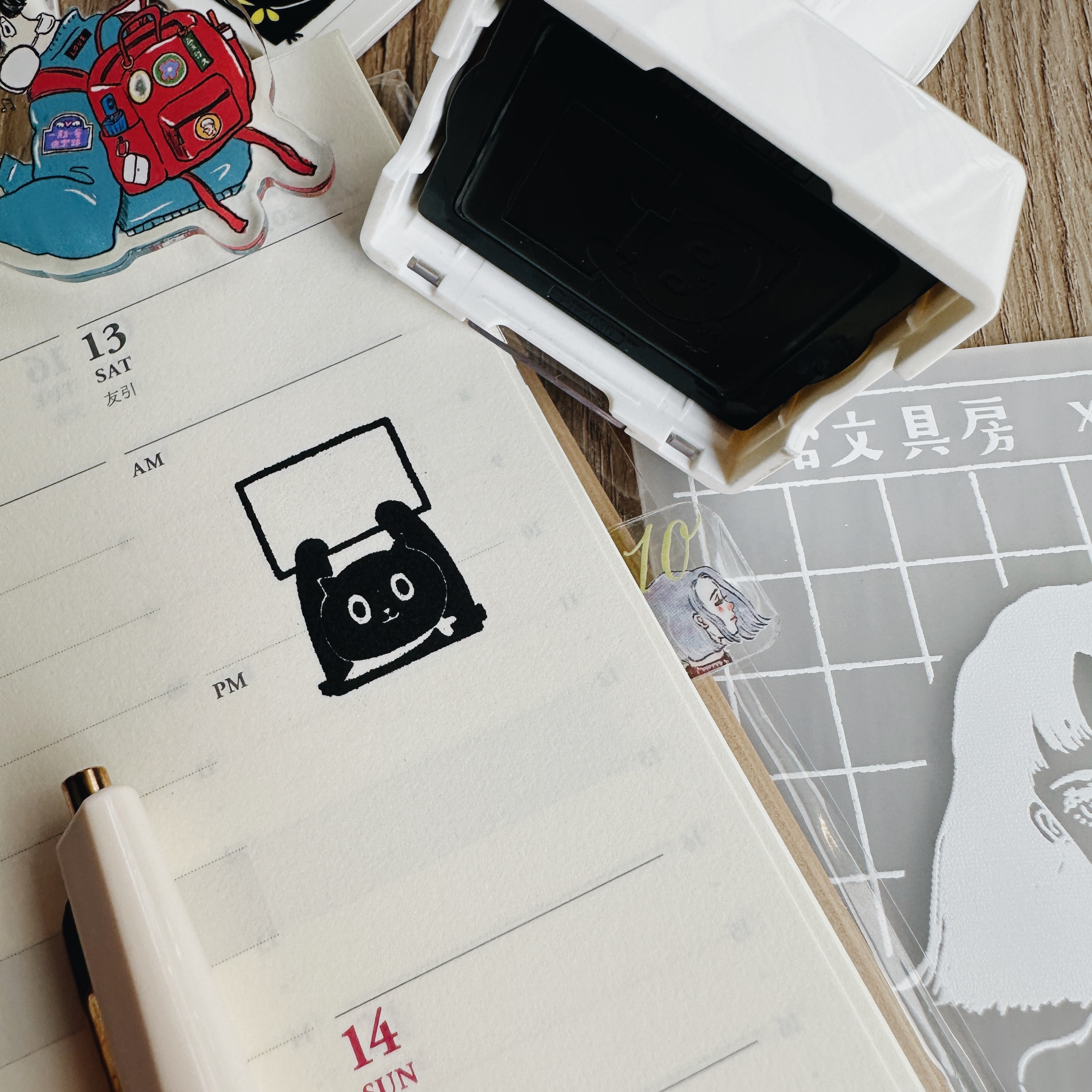 接機小貓 迷你尺寸 光敏印章｜superB studio