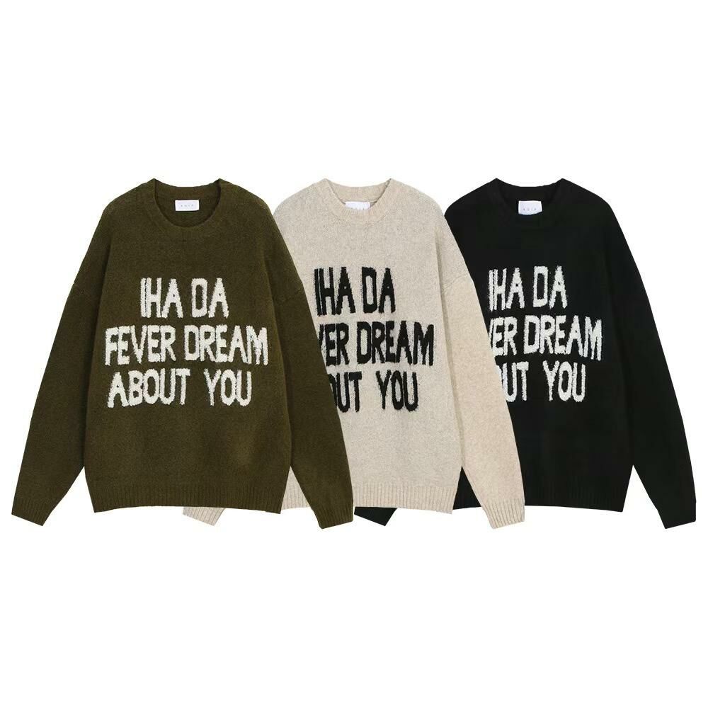 圓領英文字針織衫 T5658