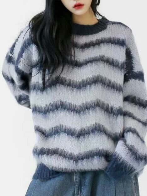 圓領橫紋針織衫 T5657