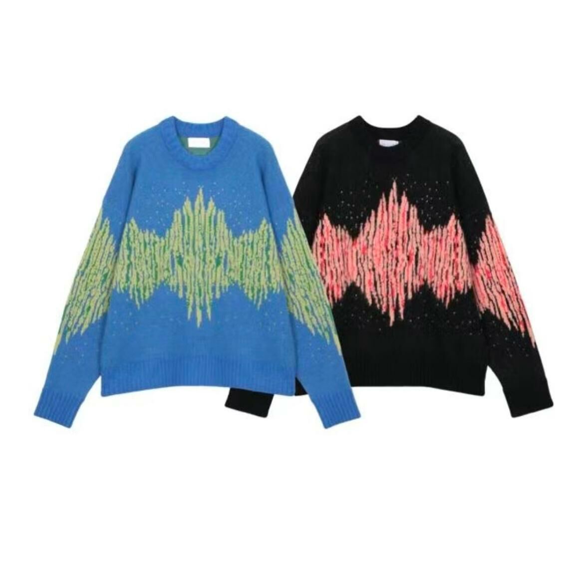 圓領拼色亂紋針織衫 T5656