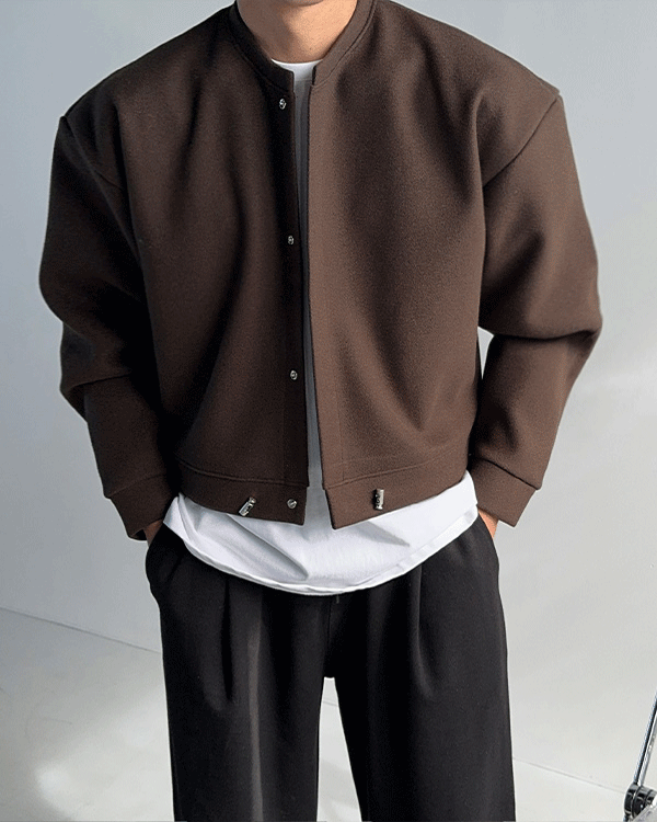 圓領細繩短版開襟衫外套