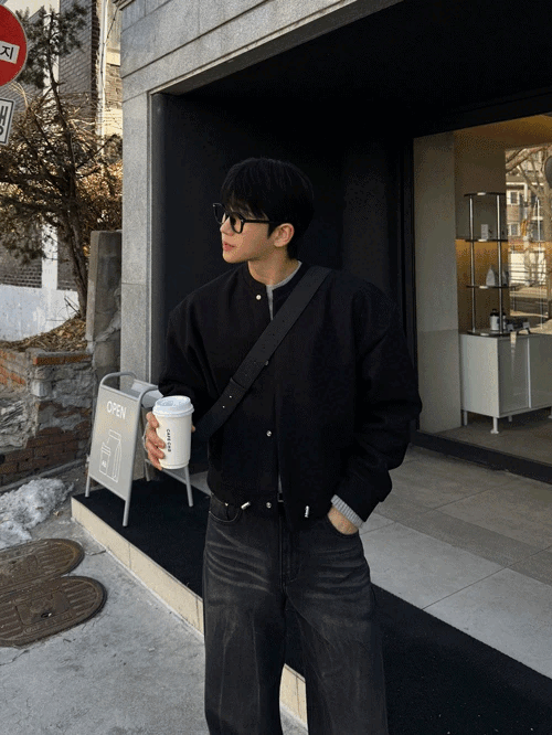 圓領細繩短版開襟衫外套