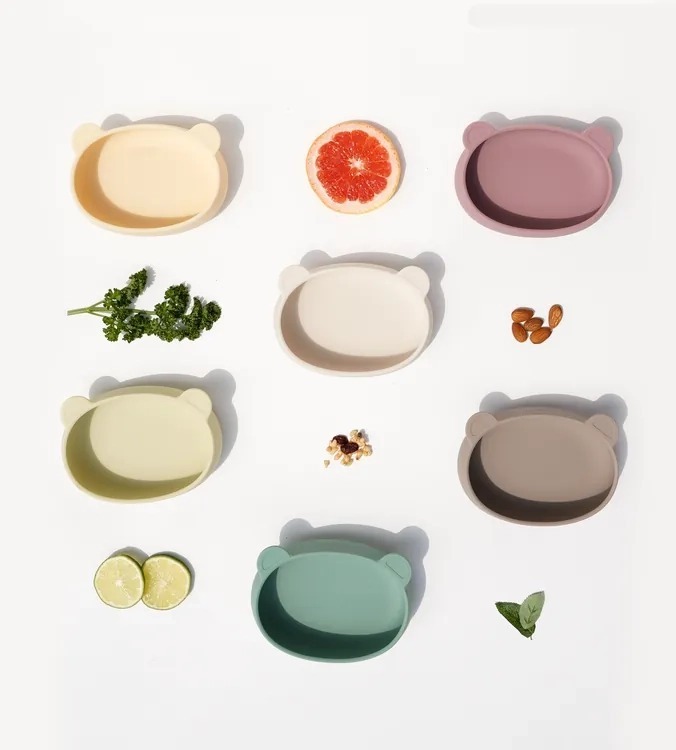 鉑金矽膠小熊餐盤