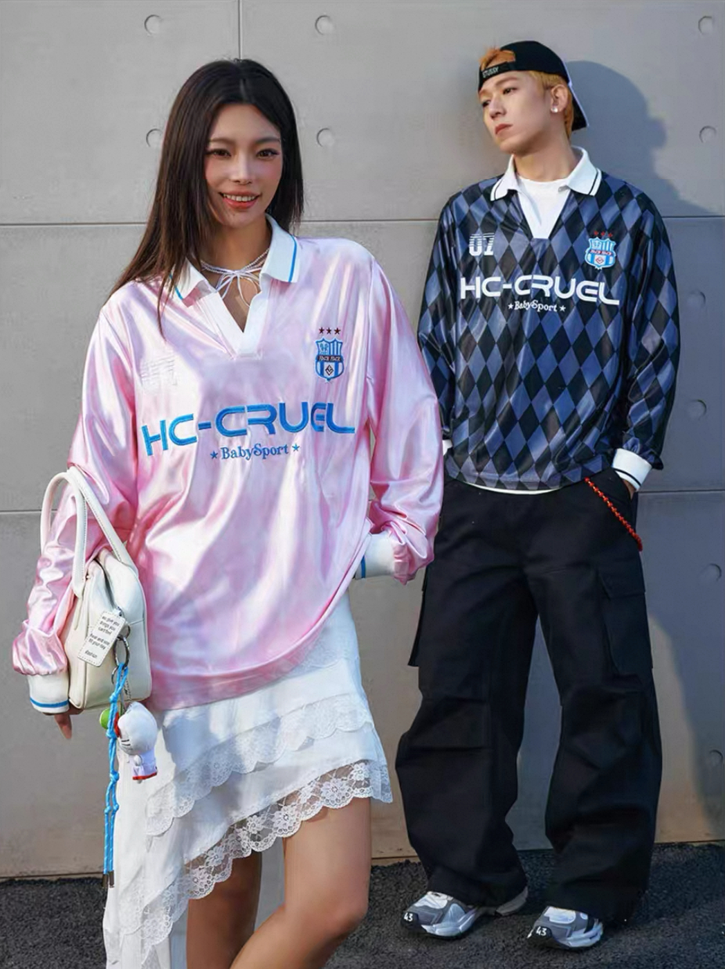 harsh and cruel 2025SS jerseyfit 復古 運動 刺繡徽章 翻領格紋長袖