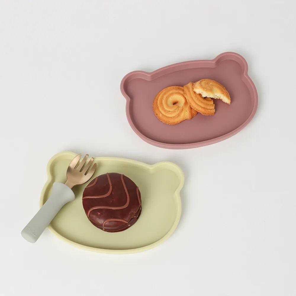 鉑金矽膠小熊餐盤蓋