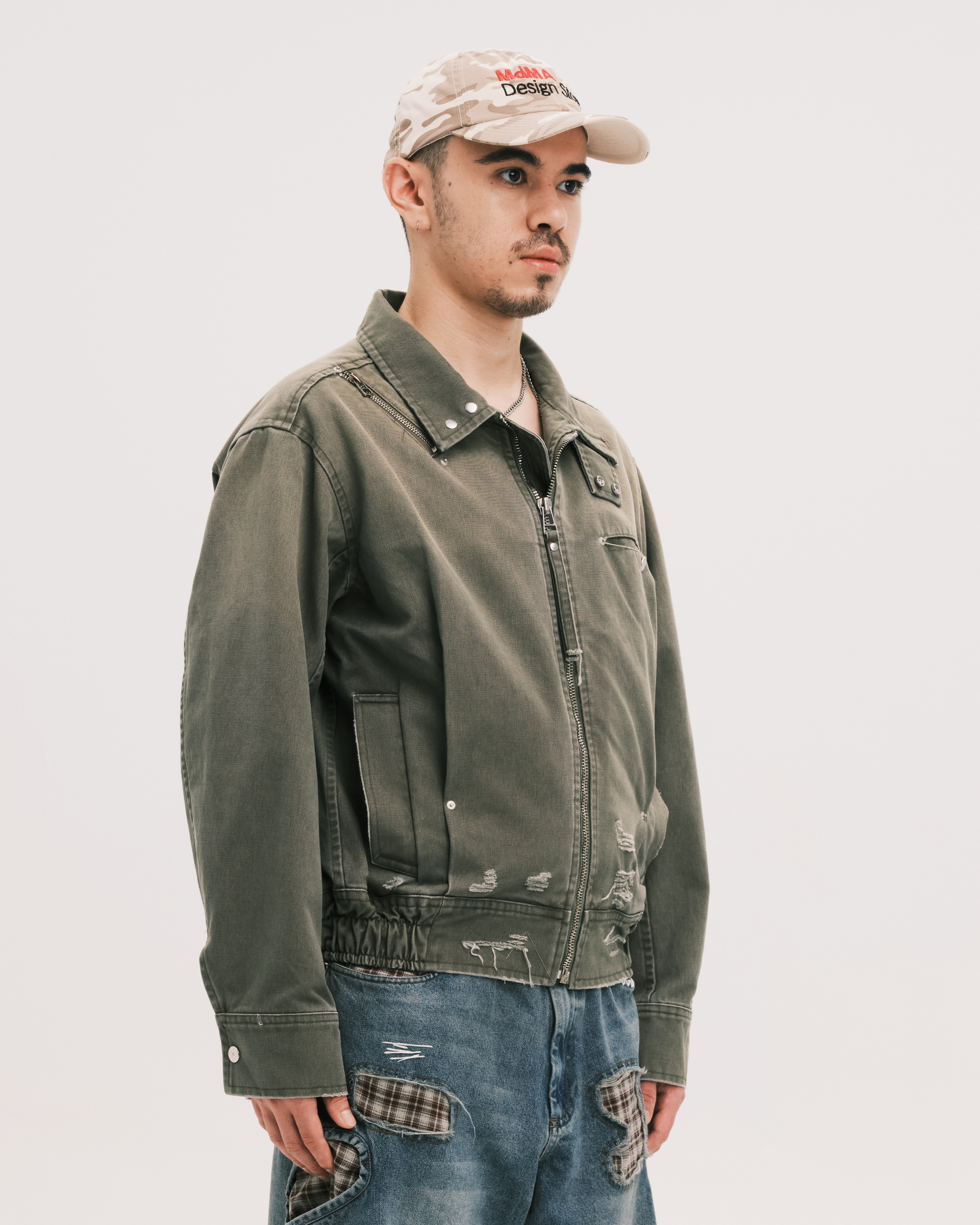 PLATEAU STUDIO｜Tucked Worker Jacket (Washed Oliver)